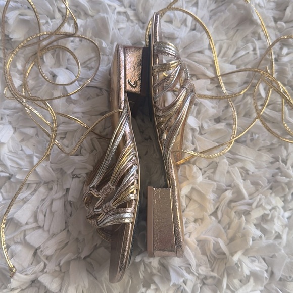 Sam Edelman Circus NY Jocelyn Metallic Strappy Sandal with Ankle Ties - Picture 8 of 10